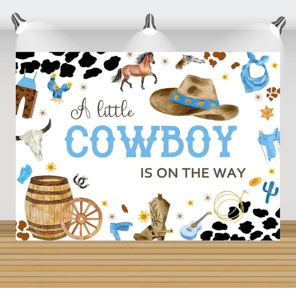 Cowboy Baby Shower Backdrop for Boys Wild West